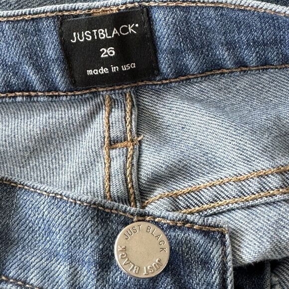 Just Black SZ 26 Jeans Distressed Low-Rise Zip-Fly Whiskered Medium Wash Womens - Picture 7 of 9